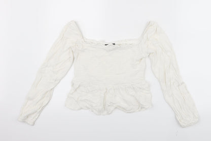 Primark Womens White   Cropped T-Shirt Size 8