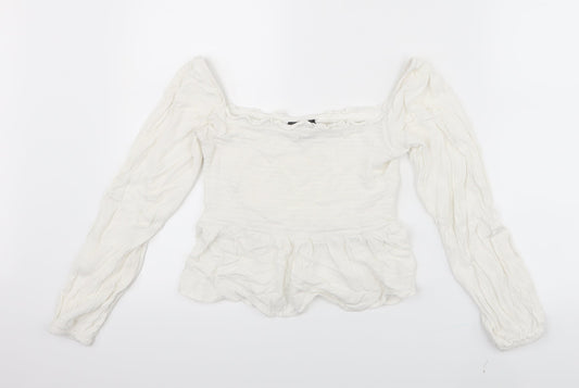 Primark Womens White   Cropped T-Shirt Size 8