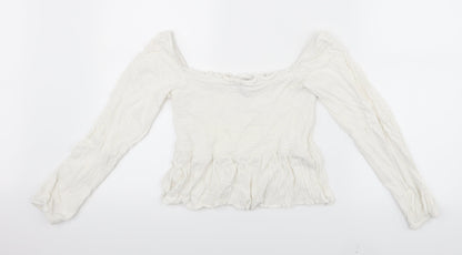 Primark Womens White   Cropped T-Shirt Size 8
