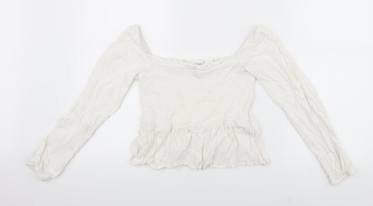 Primark Womens White   Cropped T-Shirt Size 8