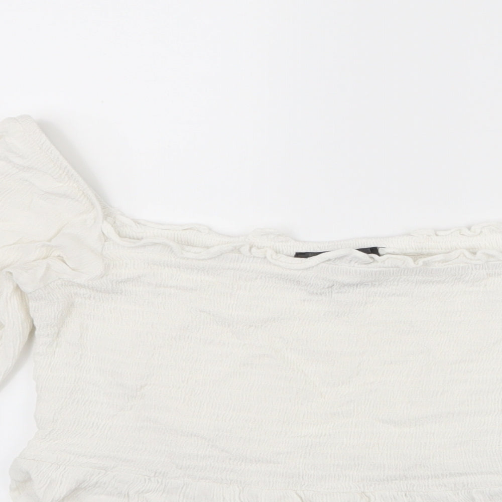 Primark Womens White   Cropped T-Shirt Size 8