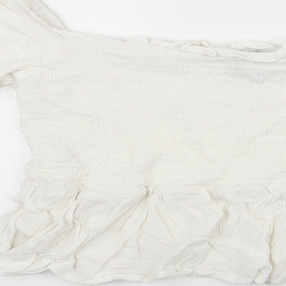 Primark Womens White   Cropped T-Shirt Size 8