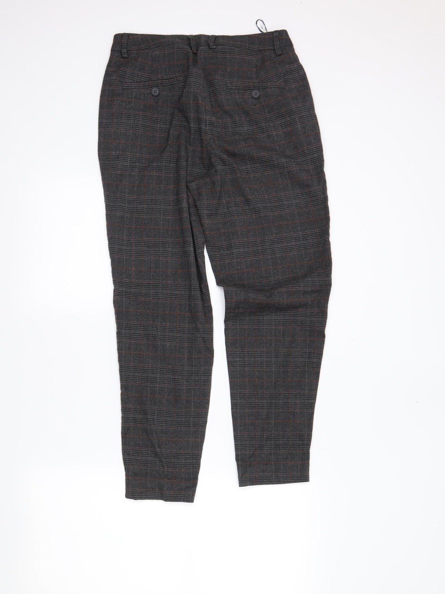 TU Womens Grey Plaid  Trousers  Size 10 L25 in