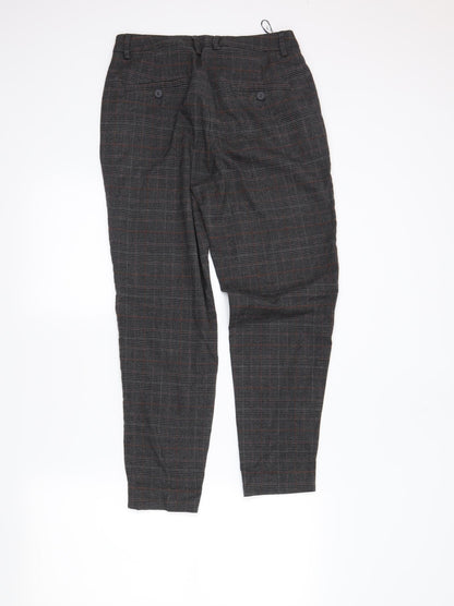TU Womens Grey Plaid  Trousers  Size 10 L25 in