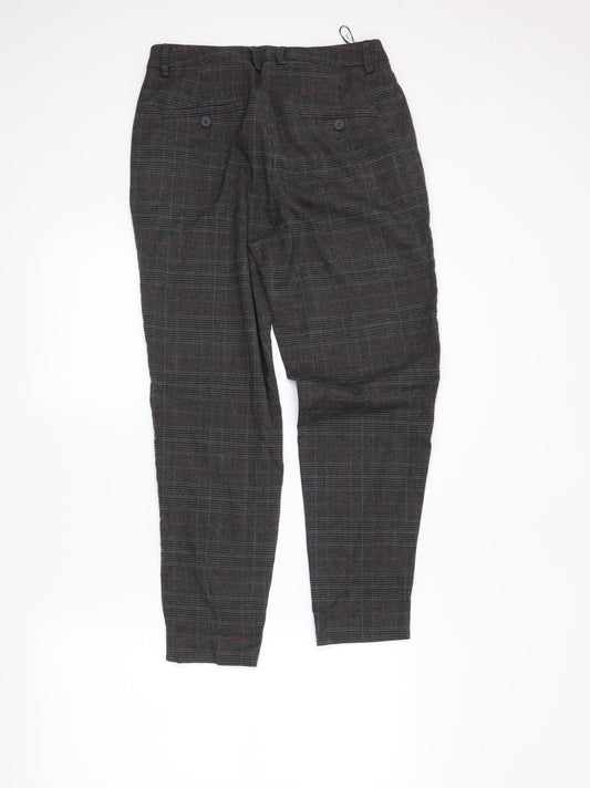 TU Womens Grey Plaid  Trousers  Size 10 L25 in