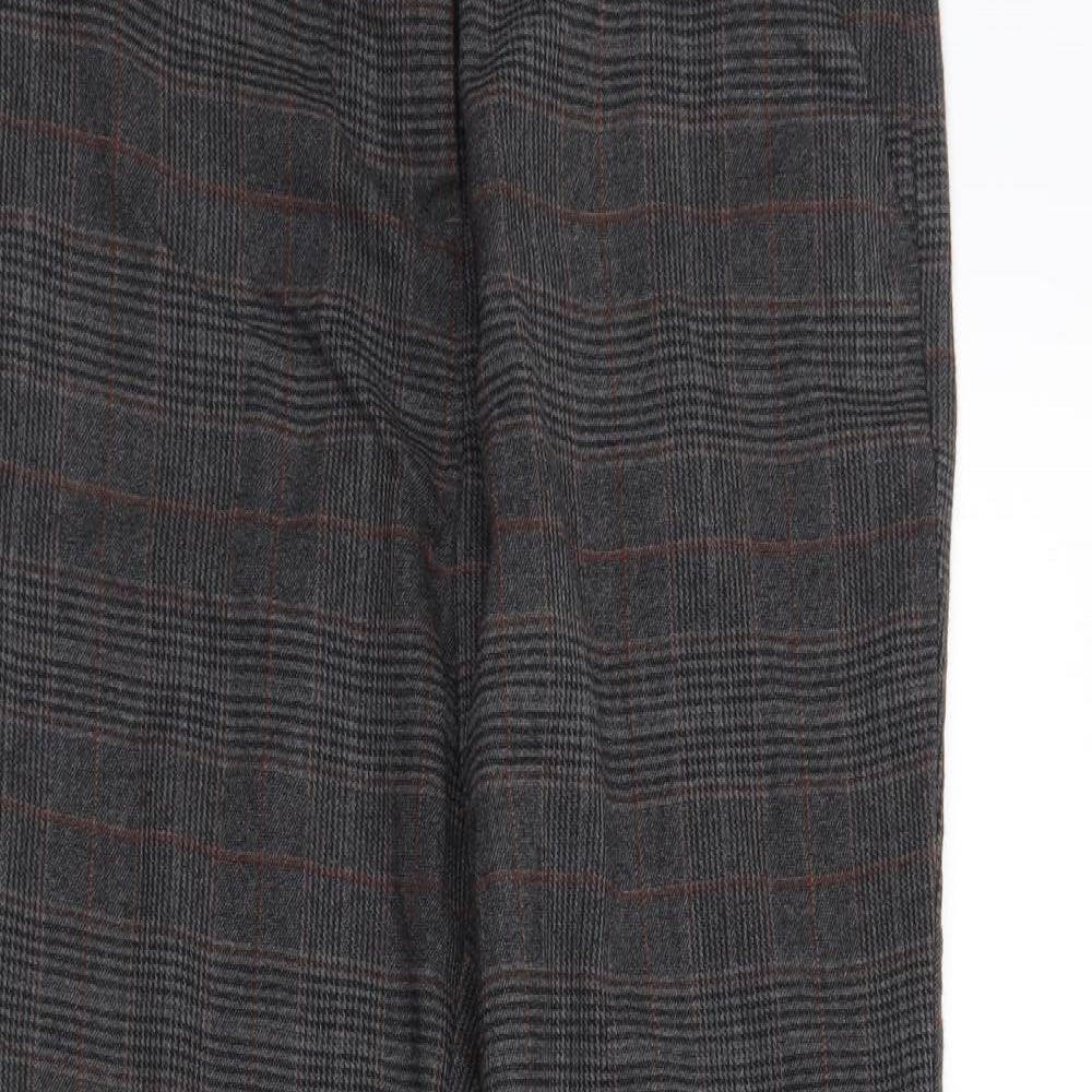 TU Womens Grey Plaid  Trousers  Size 10 L25 in