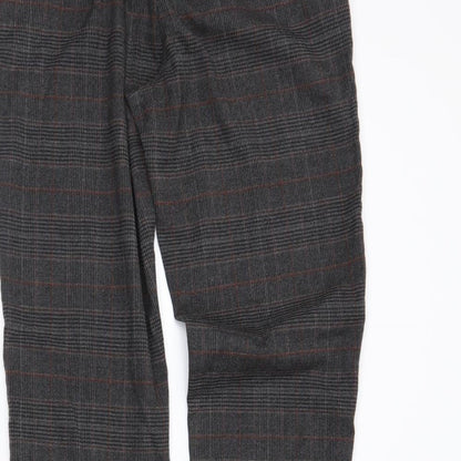 TU Womens Grey Plaid  Trousers  Size 10 L25 in