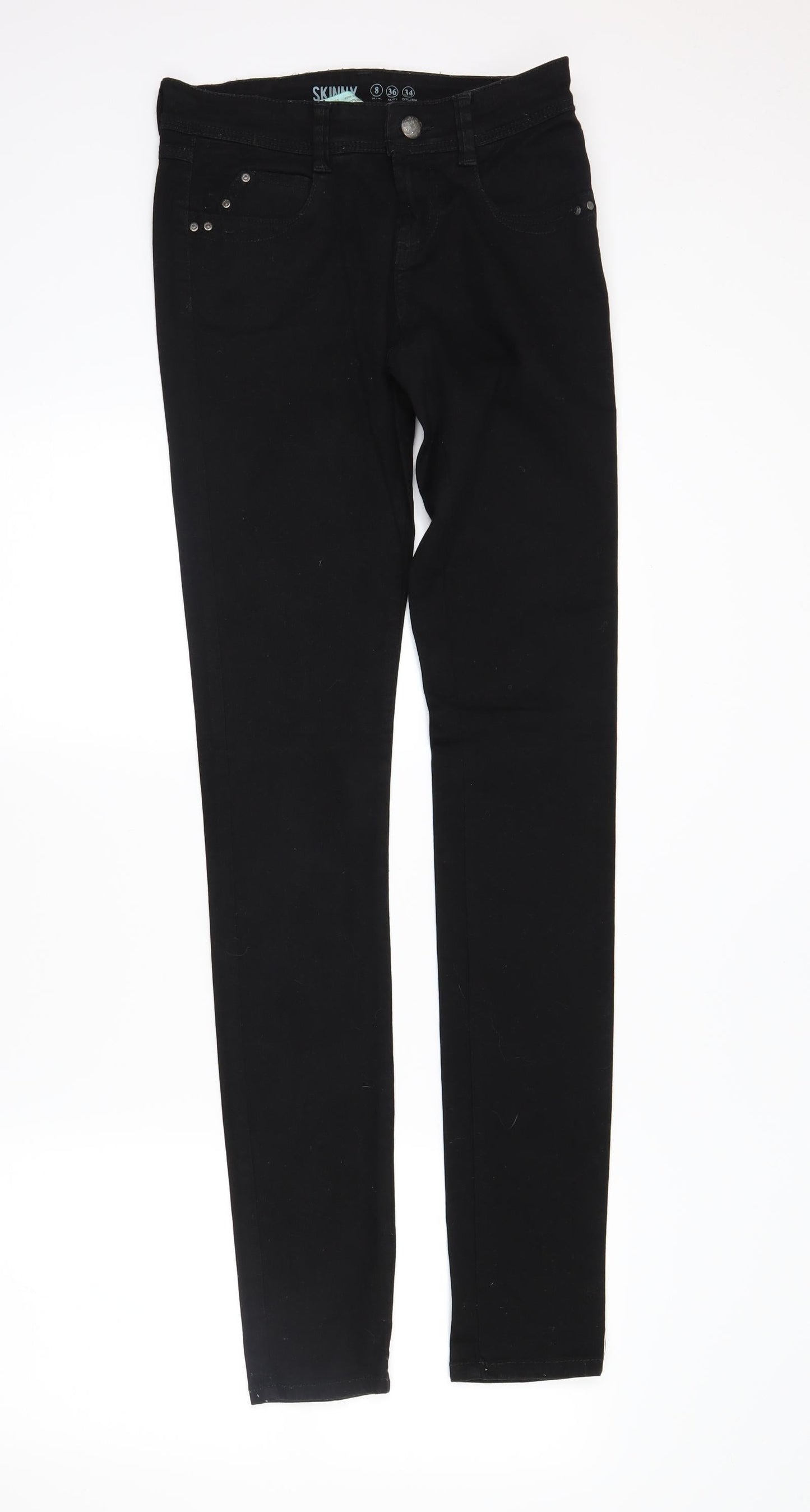 Womens UK Size 8 denimco Regular Fit Skinny Black Jeans