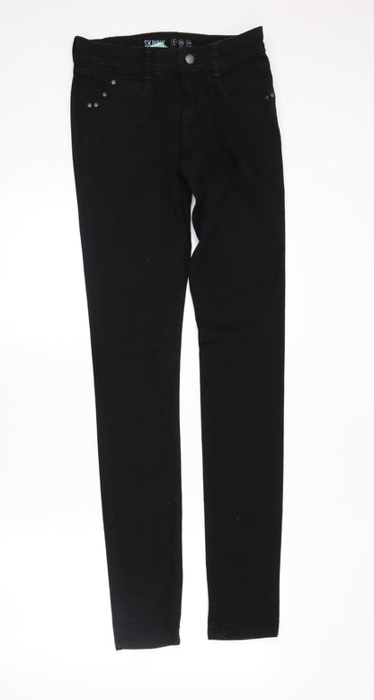 Womens UK Size 8 denimco Regular Fit Skinny Black Jeans