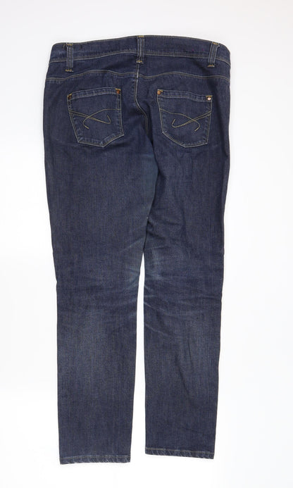Womens UK Size 12 Disco Regular Fit Straight Blue Jeans
