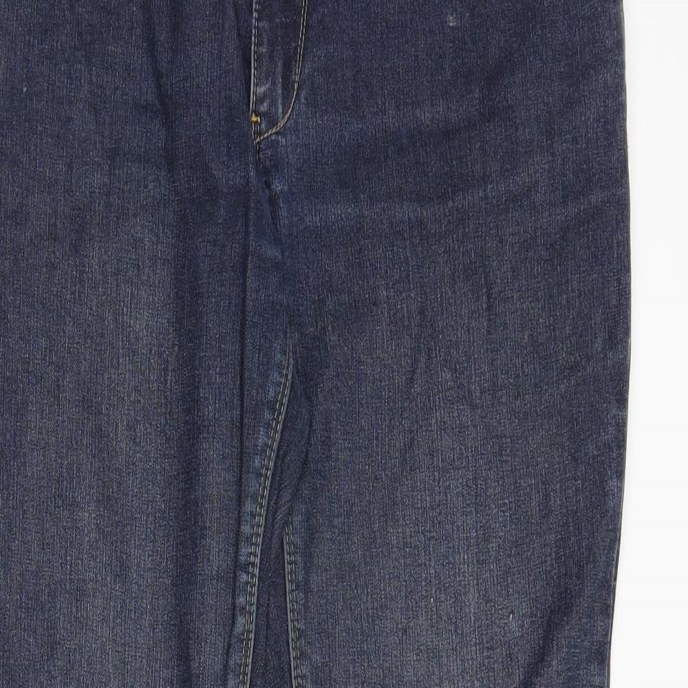 Womens UK Size 12 Disco Regular Fit Straight Blue Jeans