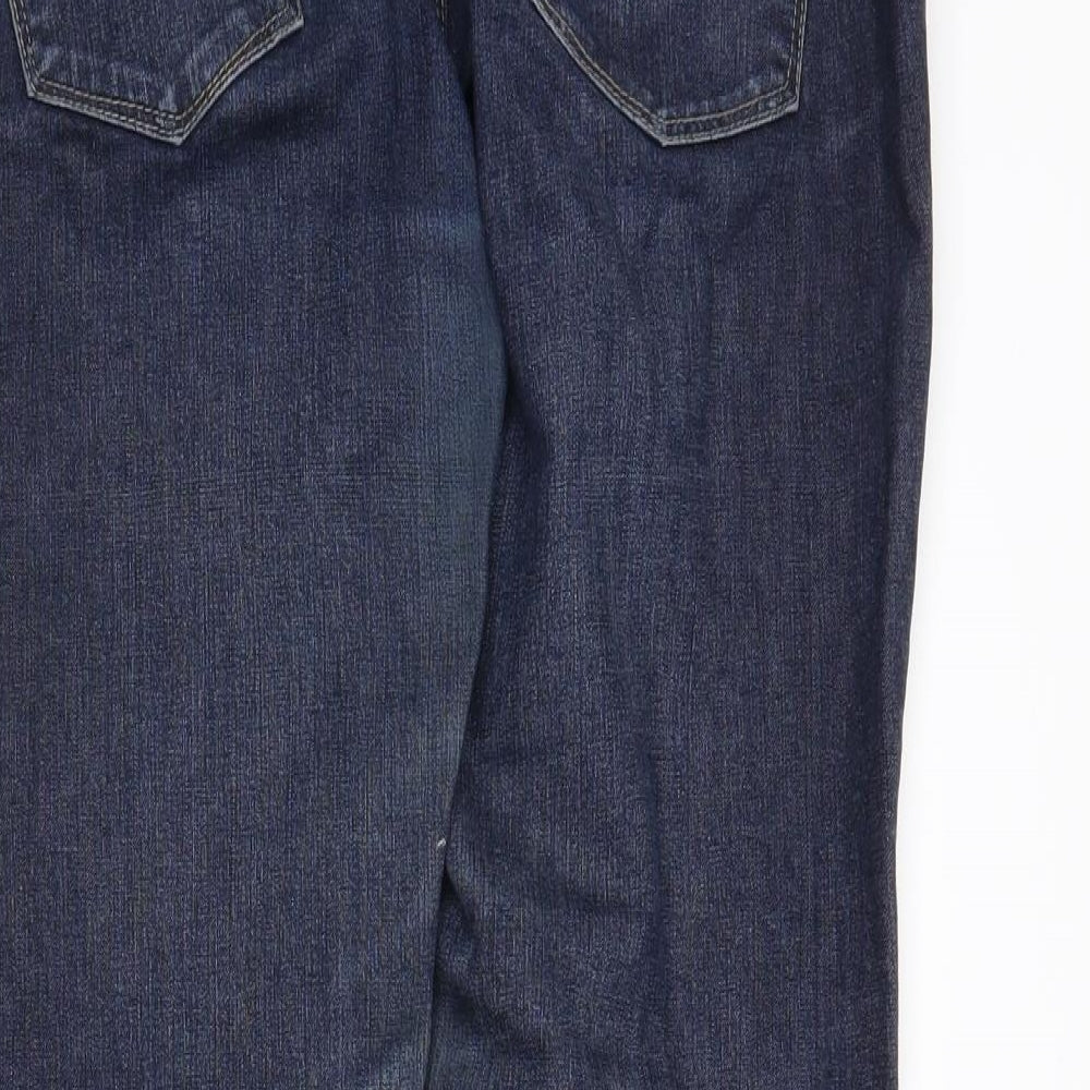 Womens UK Size 12 Disco Regular Fit Straight Blue Jeans
