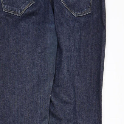 Womens UK Size 12 Disco Regular Fit Straight Blue Jeans
