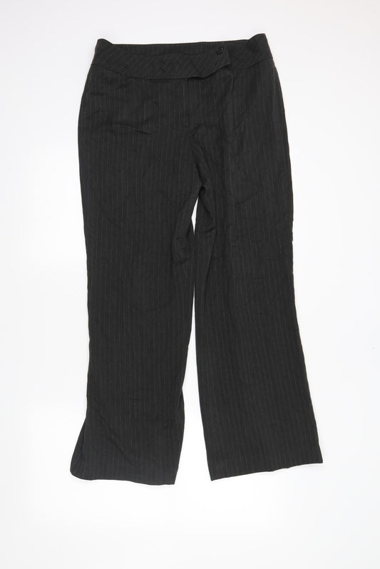 Debenhams Womens Grey Striped  Trousers  Size 12 L27 in