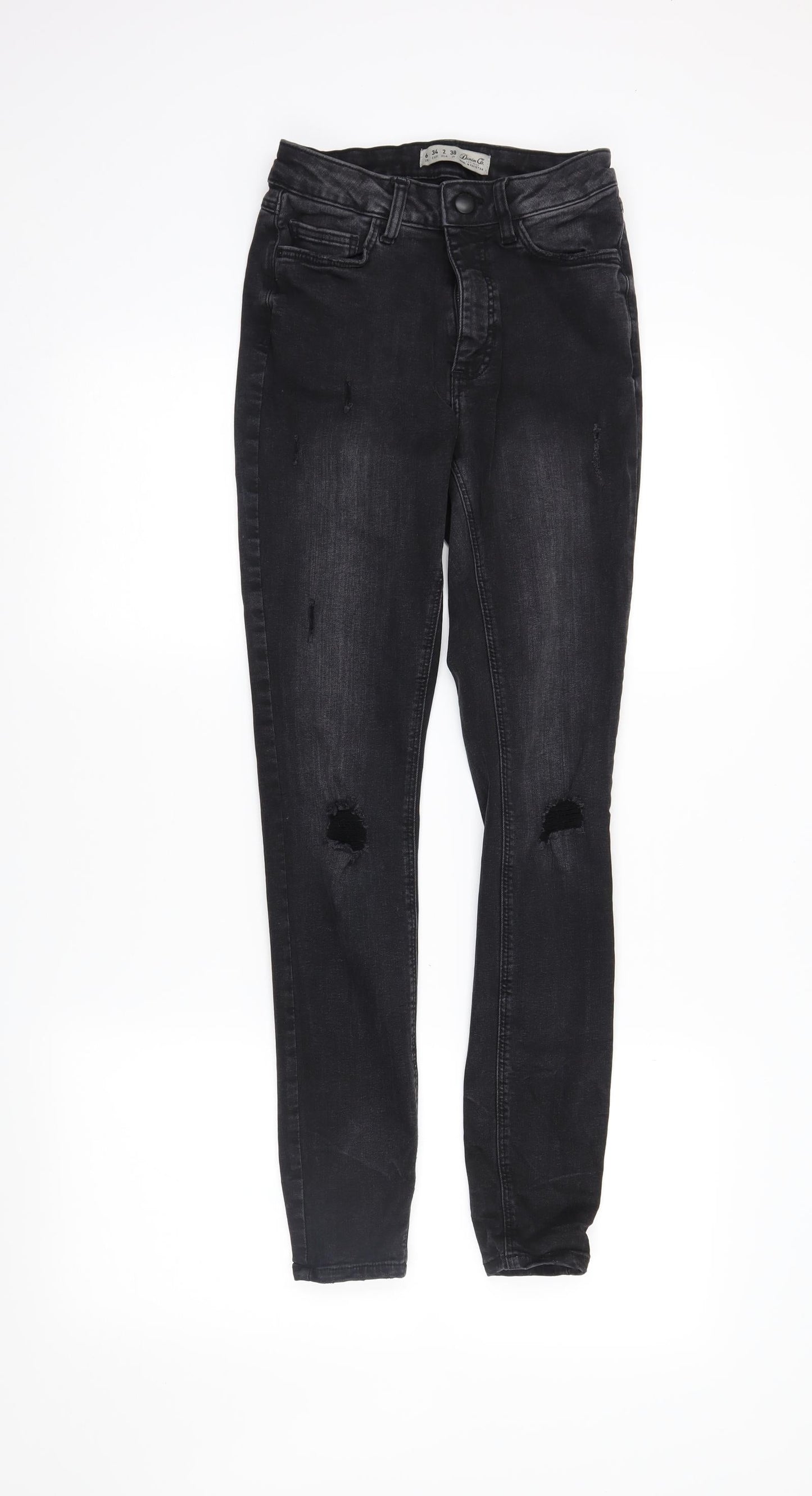 Womens UK Size 6 DenimCo Regular Fit Skinny Black Jeans