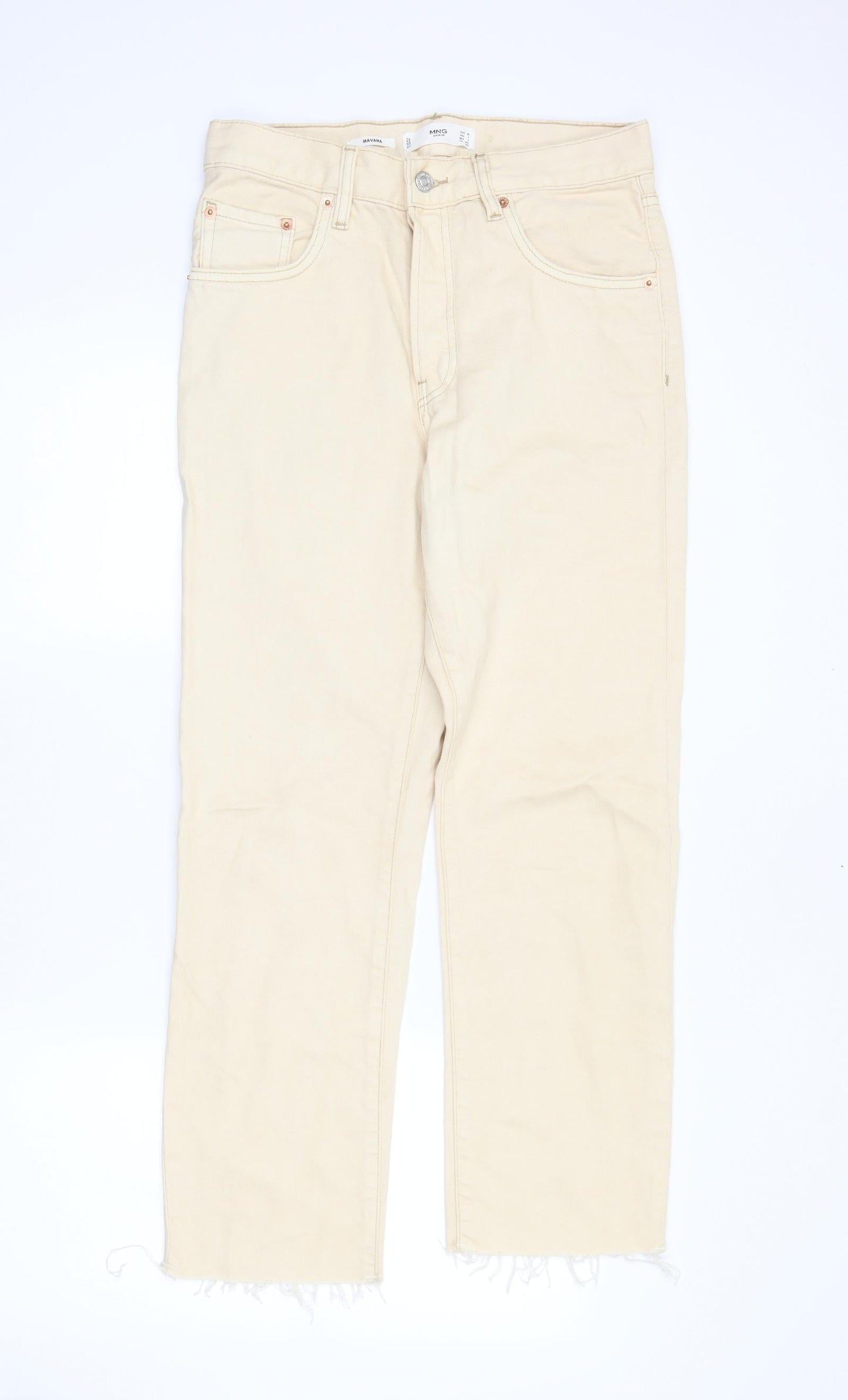Womens UK Size 30 in MNG Regular Fit Boyfriend Ivory Jeans