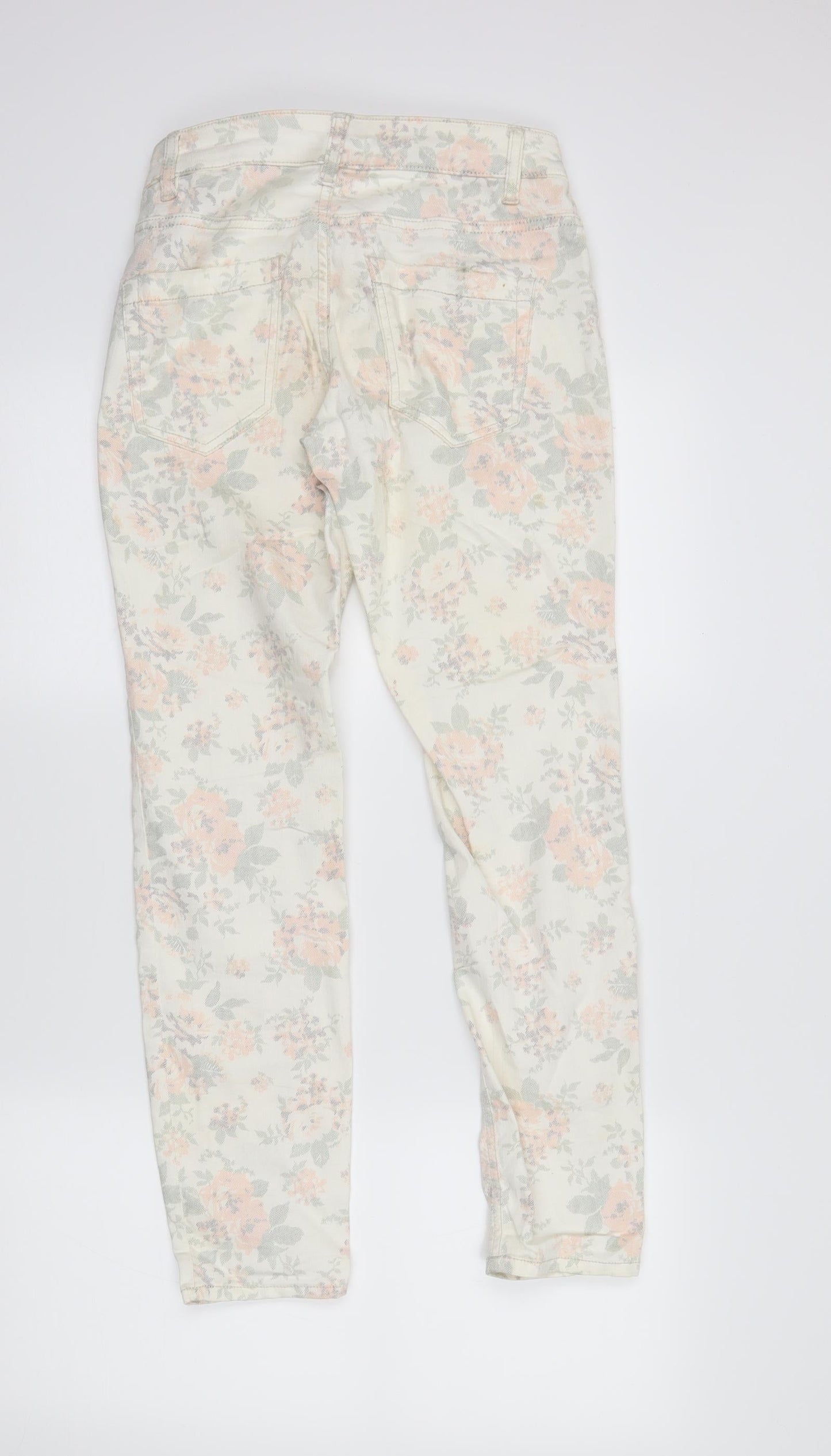 Womens UK Size 8 H&M Regular Fit Skinny Ivory Jeans