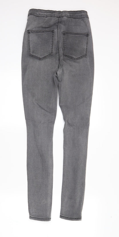 PRETTYLITTLETHING Womens Grey  Denim Skinny Jeans Size 8 L28 in