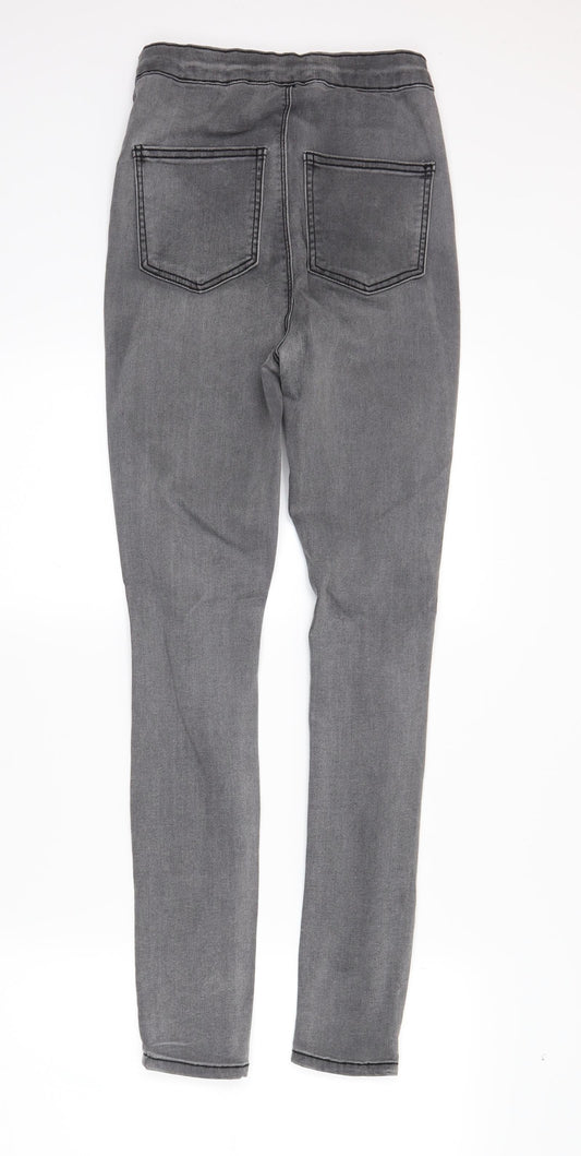 PRETTYLITTLETHING Womens Grey  Denim Skinny Jeans Size 8 L28 in