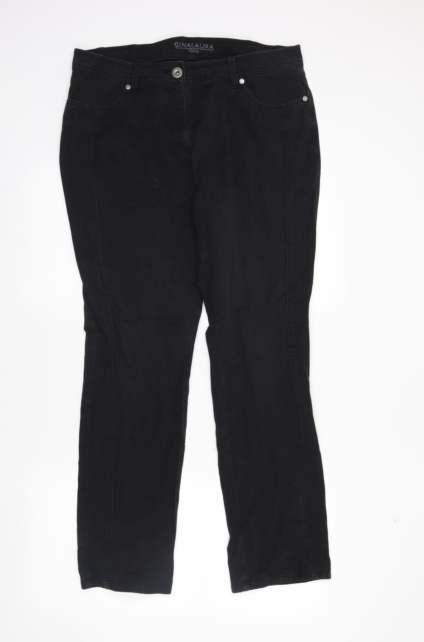 GINA LAURA Womens Beige  Denim Straight Jeans Size 16 L29 in