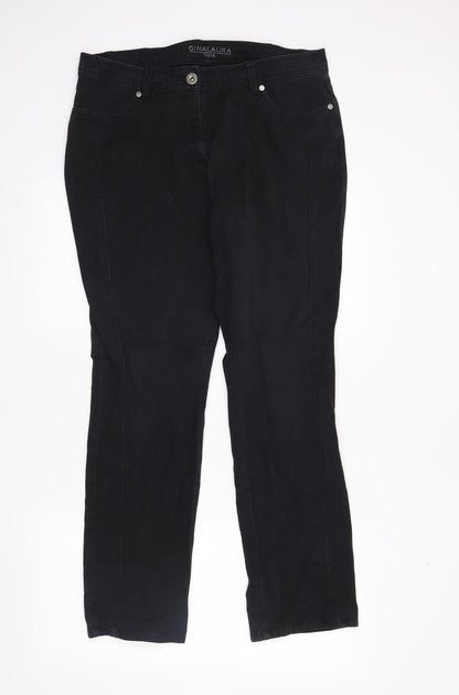 GINA LAURA Womens Beige  Denim Straight Jeans Size 16 L29 in