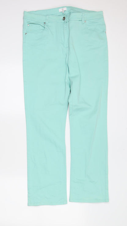 CC Womens Green  Denim Straight Jeans Size 16 L28 in