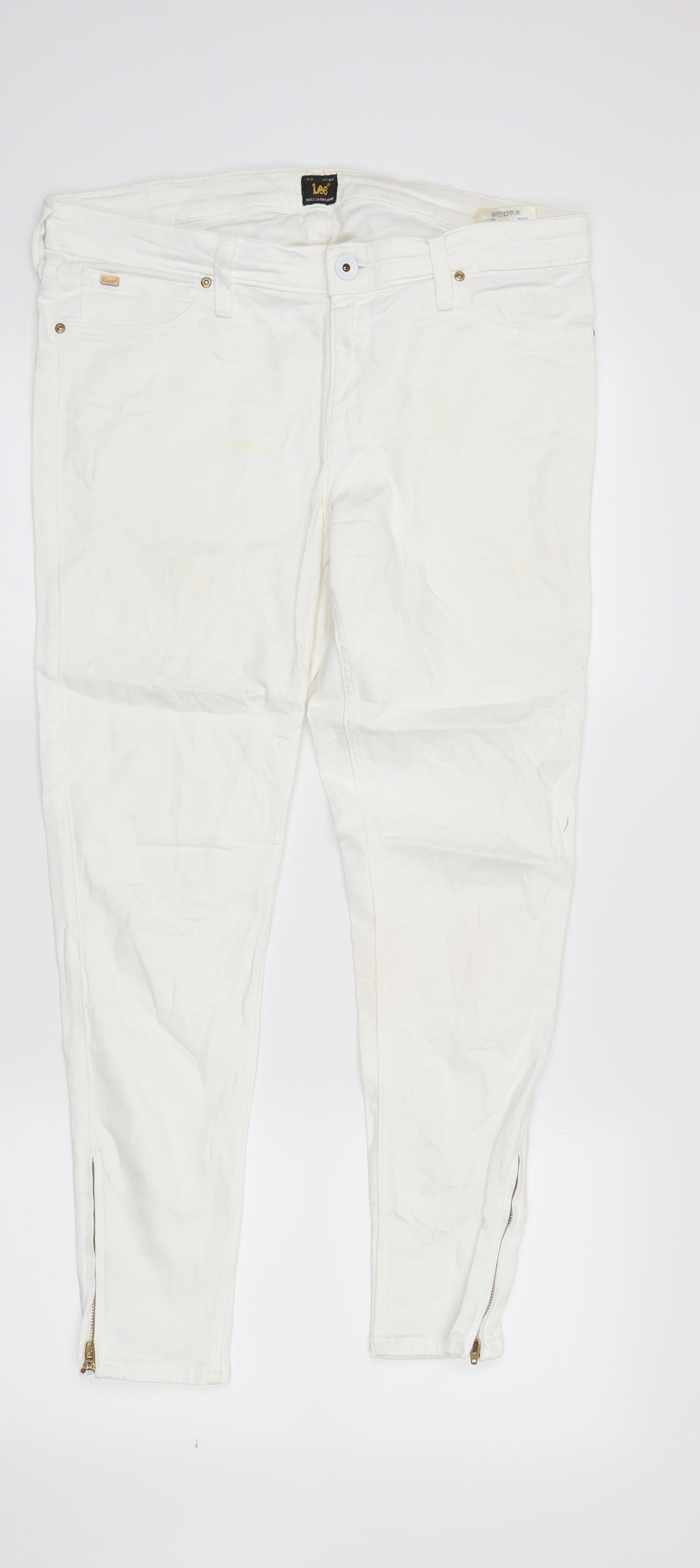 Lee Womens White  Denim Skinny Jeans Size 30 in L31 in