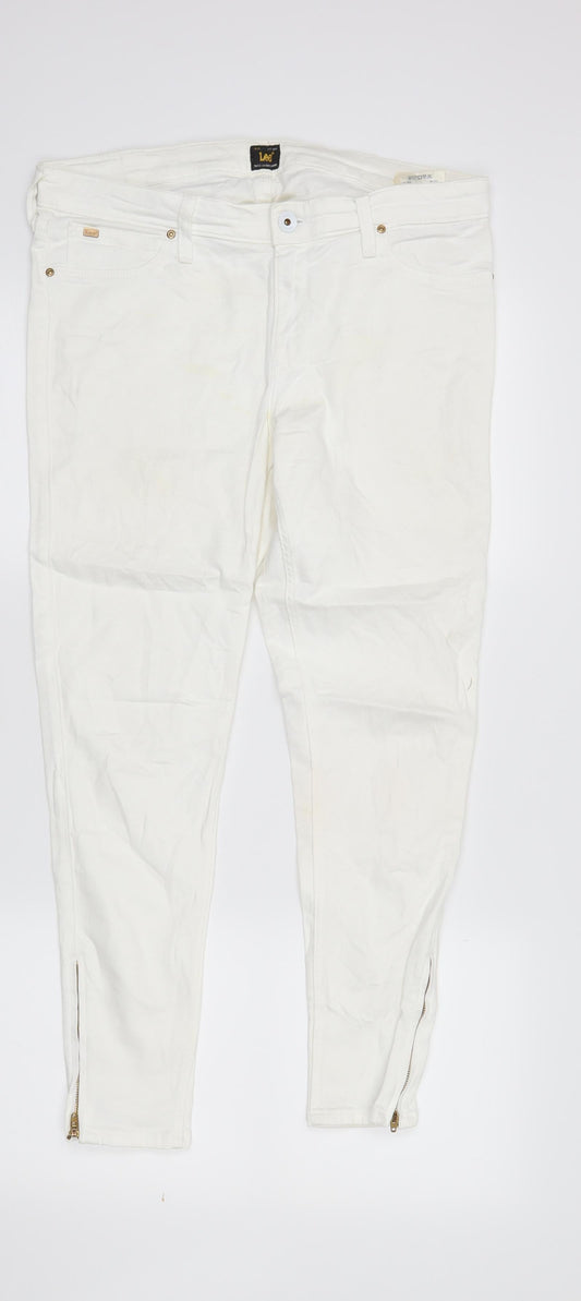 Lee Womens White  Denim Skinny Jeans Size 30 in L31 in