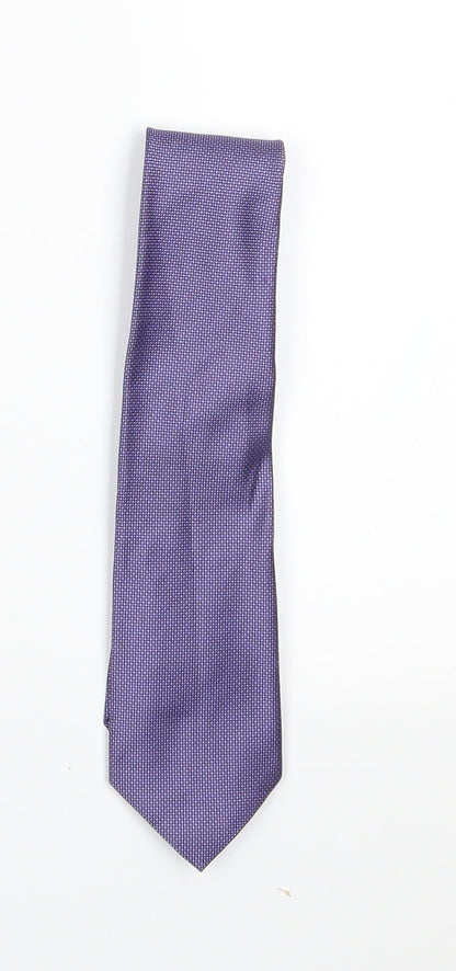 Preworn Mens Purple Geometric  Pointed Tie One Size