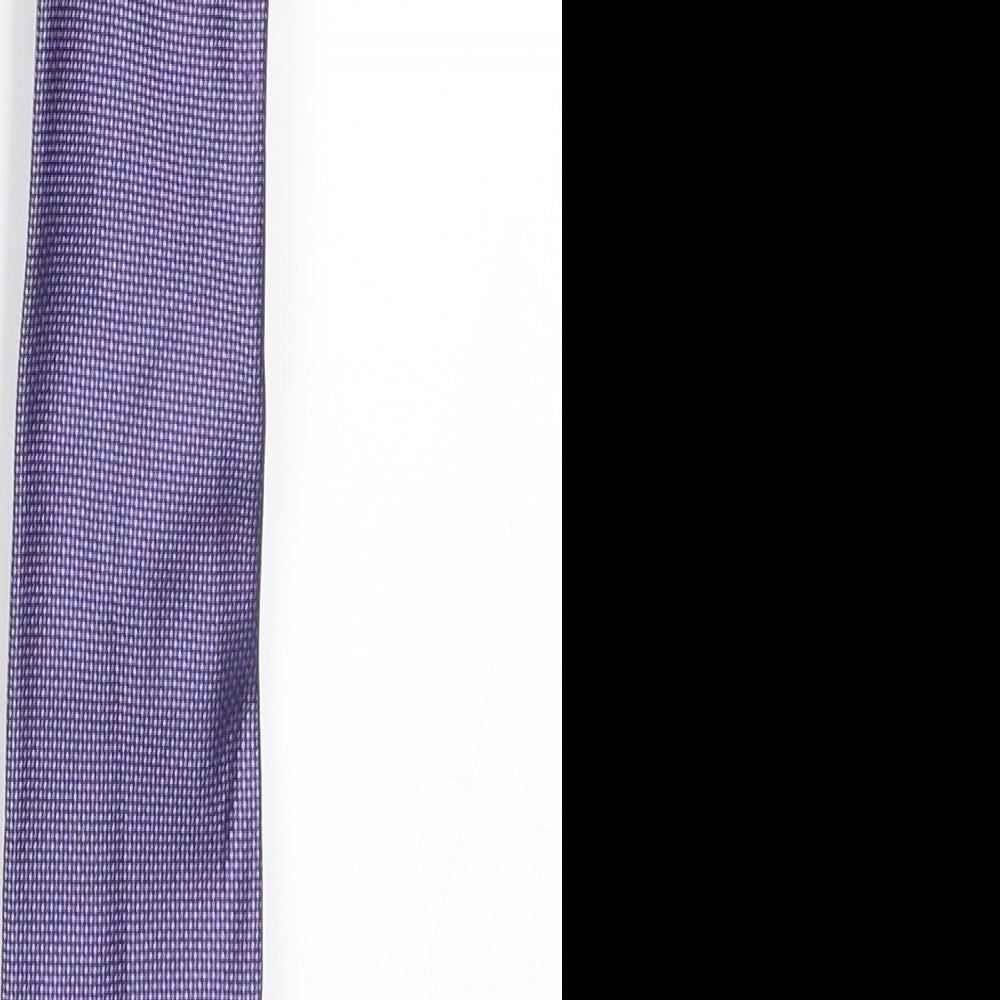 Preworn Mens Purple Geometric  Pointed Tie One Size