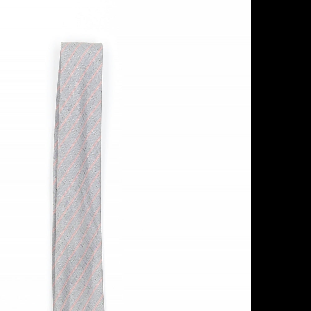 Preworn Mens Grey Striped  Pointed Tie One Size