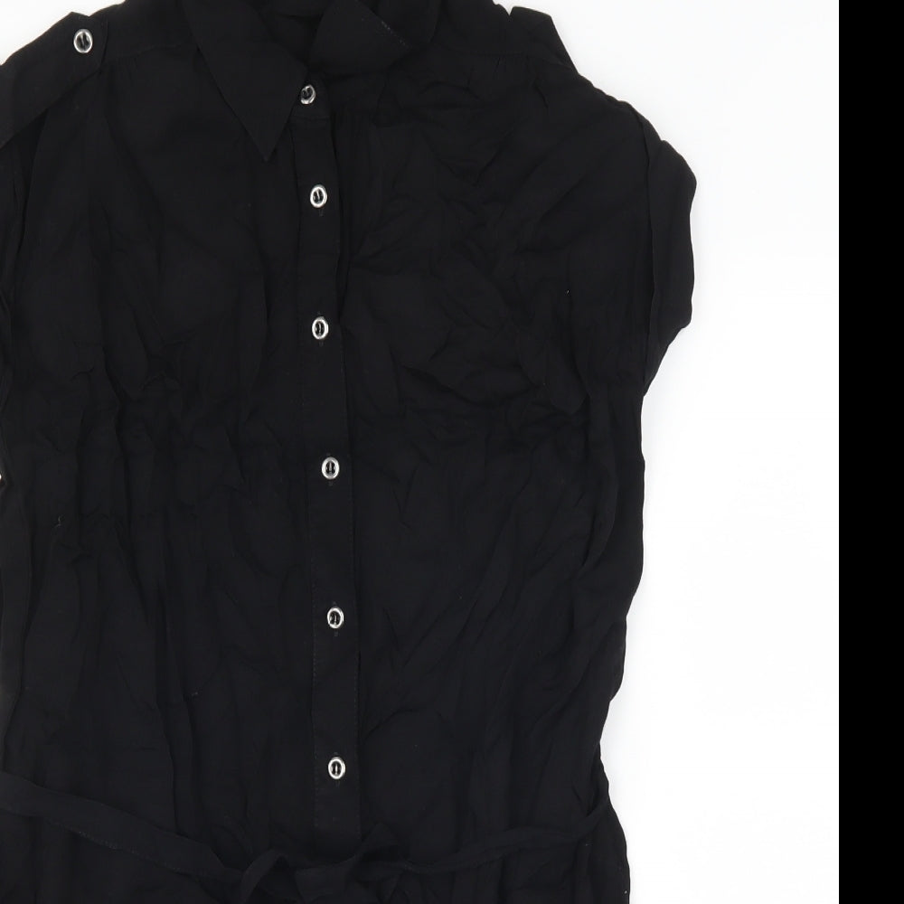 Womens UK Size 8 Marks and Spencer Black Basic Button-Up