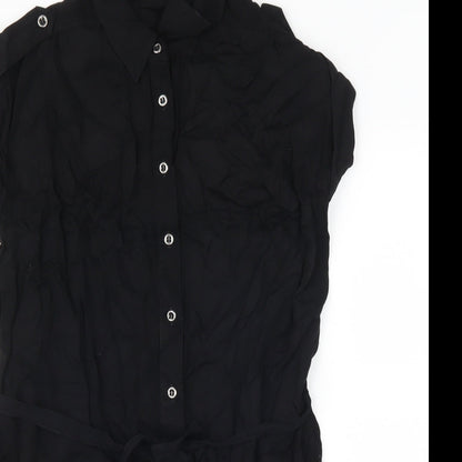 Womens UK Size 8 Marks and Spencer Black Basic Button-Up