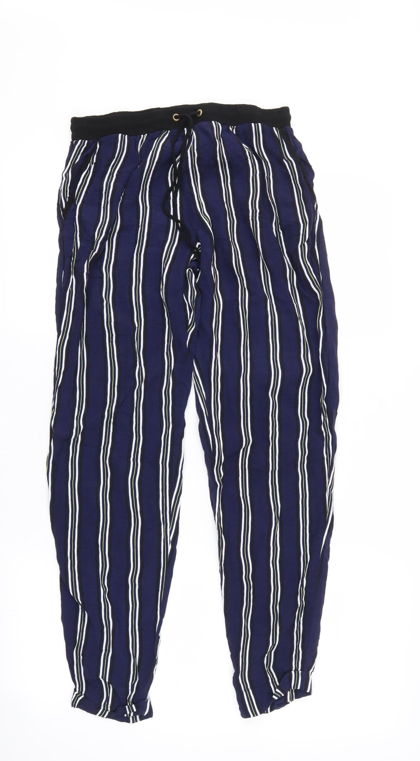 F&F Womens Blue Striped  Trousers  Size 8 L26 in