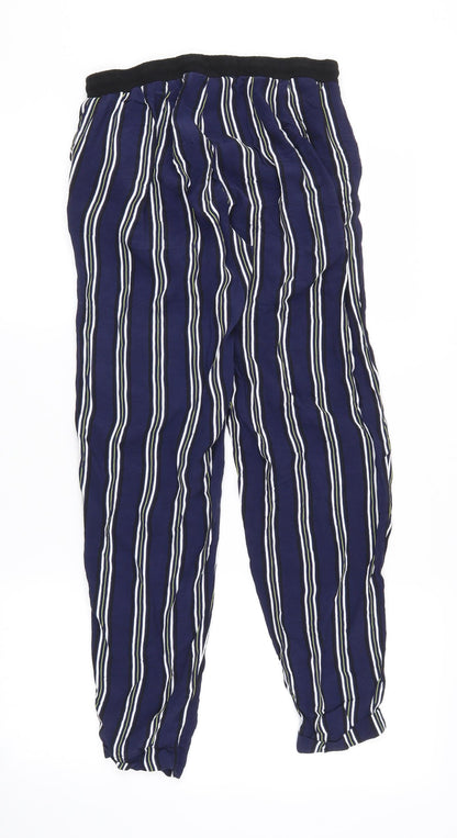 F&F Womens Blue Striped  Trousers  Size 8 L26 in