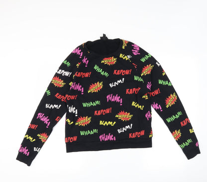 Topshop Womens Black   Pullover Sweatshirt Size 10  - slogan