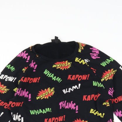 Topshop Womens Black   Pullover Sweatshirt Size 10  - slogan