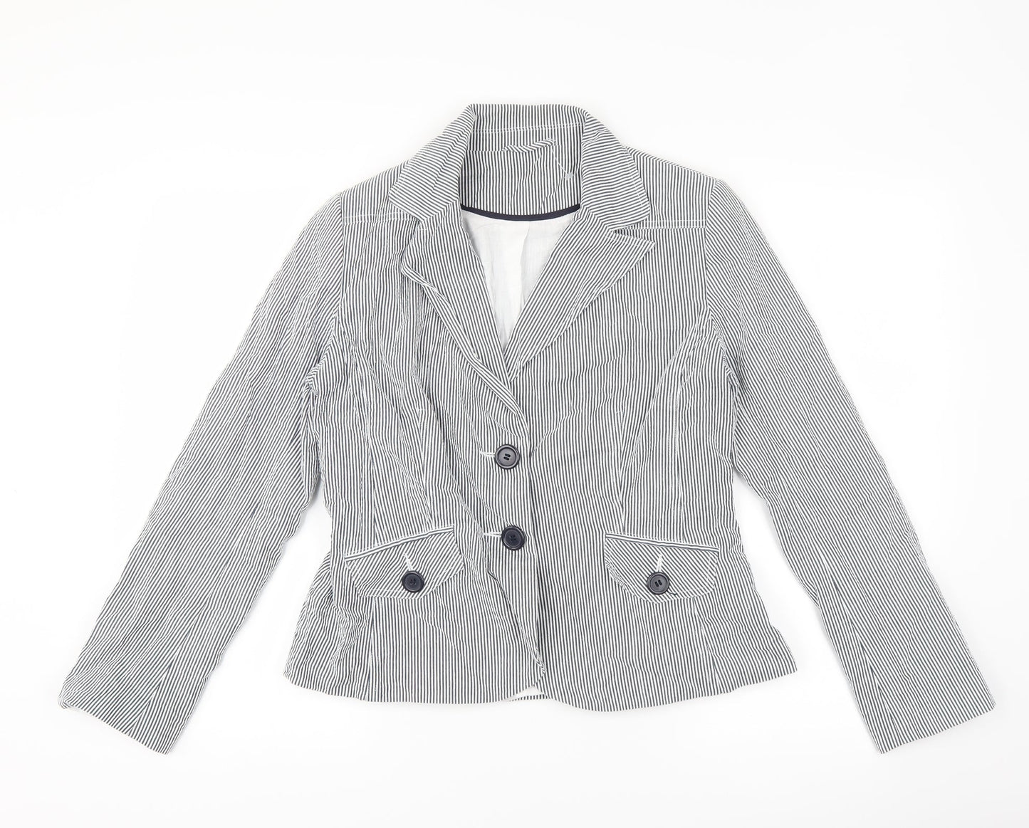 New Look Womens Blue Striped  Jacket Suit Jacket Size 14