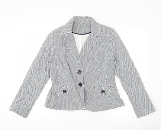 New Look Womens Blue Striped  Jacket Suit Jacket Size 14