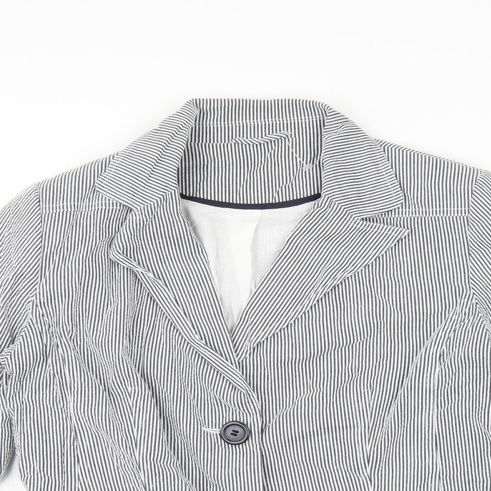 New Look Womens Blue Striped  Jacket Suit Jacket Size 14