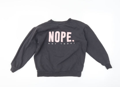 New Look Girls Grey   Pullover Sweatshirt Size 10-11 Years  - slogan