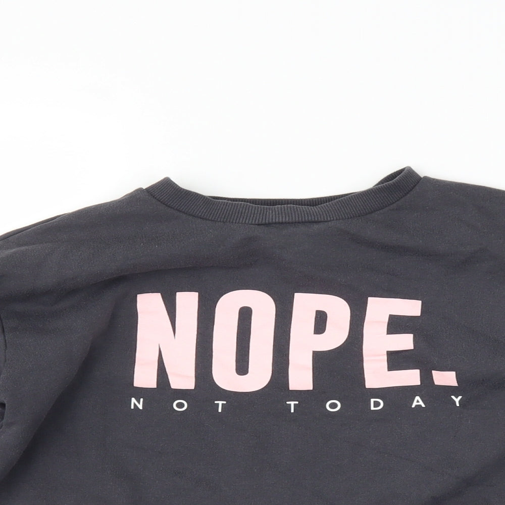 New Look Girls Grey   Pullover Sweatshirt Size 10-11 Years  - slogan