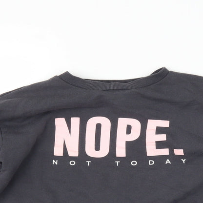 New Look Girls Grey   Pullover Sweatshirt Size 10-11 Years  - slogan