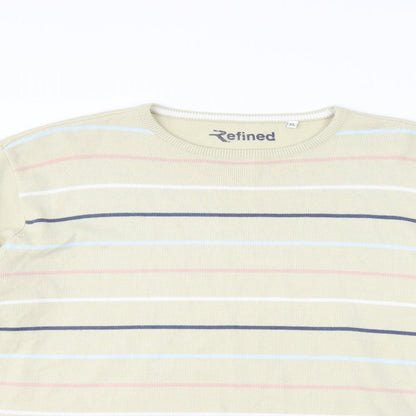 Refind Mens Beige Striped  Pullover Jumper Size XL