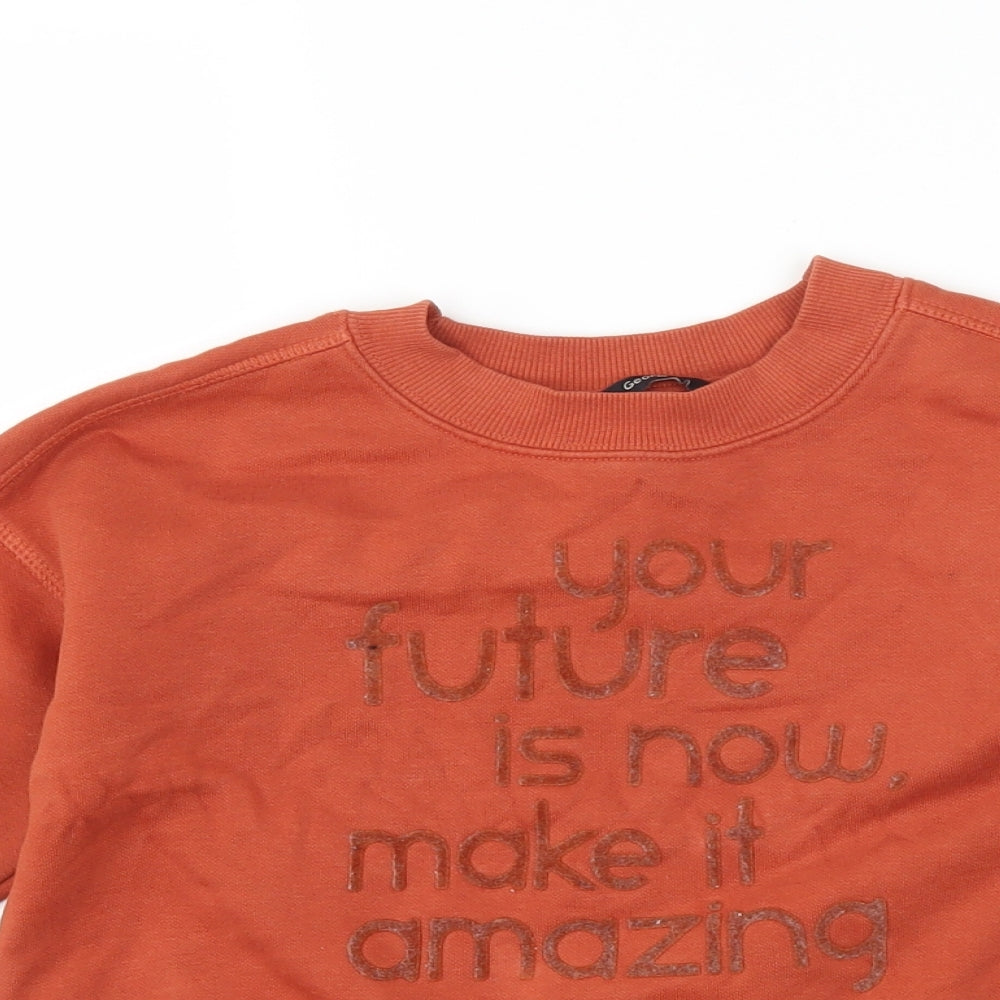 George Boys Brown   Pullover Sweatshirt Size 6-7 Years  - slogan