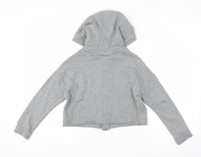 NEXT Girls Grey Striped  Full Zip Hoodie Size 7 Years  - cropped