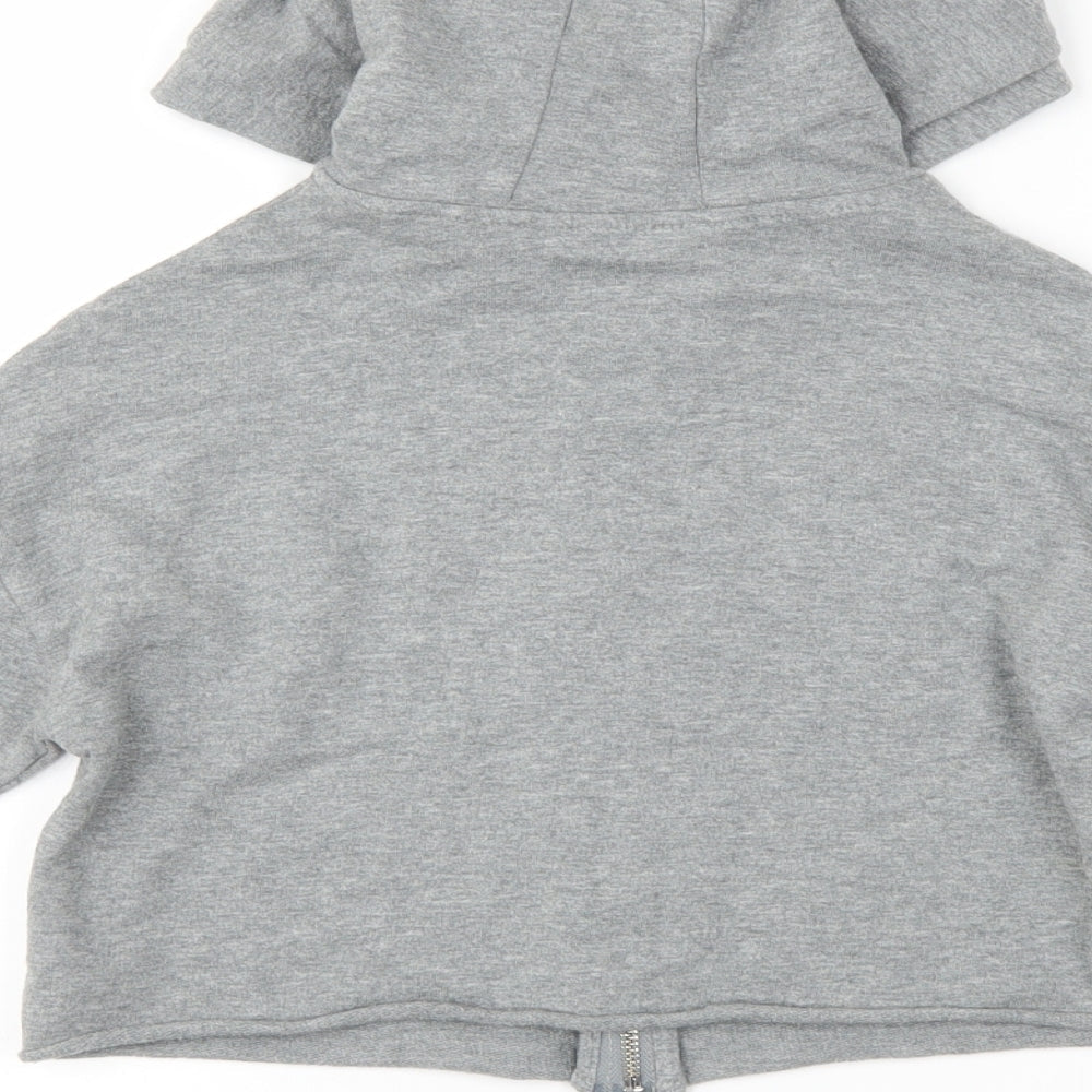 NEXT Girls Grey Striped  Full Zip Hoodie Size 7 Years  - cropped