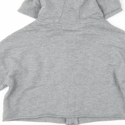 NEXT Girls Grey Striped  Full Zip Hoodie Size 7 Years  - cropped