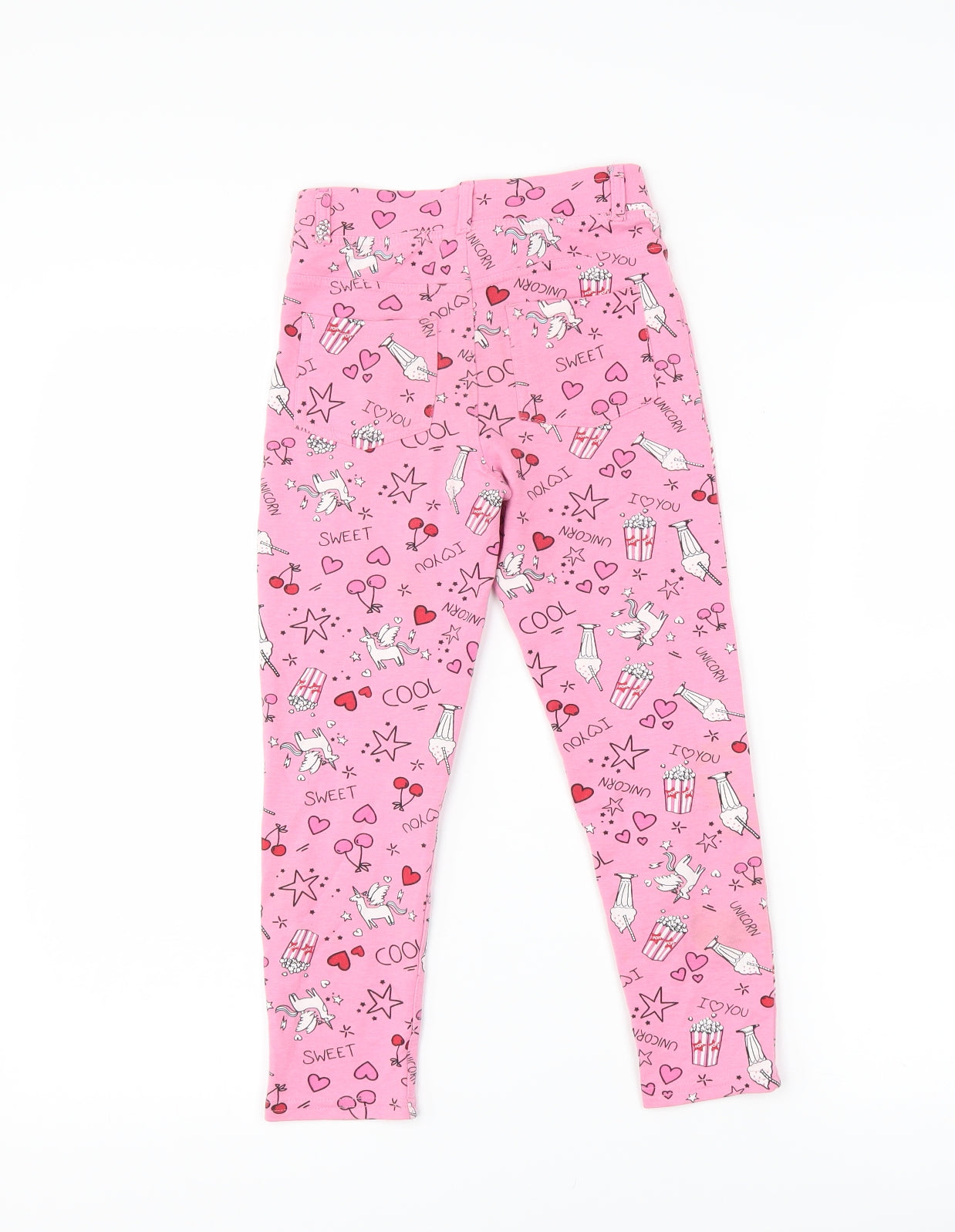Matalan Girls Pink   Chino Trousers Size 7 Years - unicorn