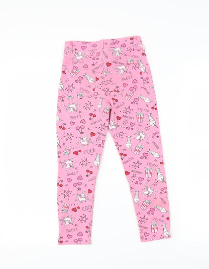 Matalan Girls Pink   Chino Trousers Size 7 Years - unicorn